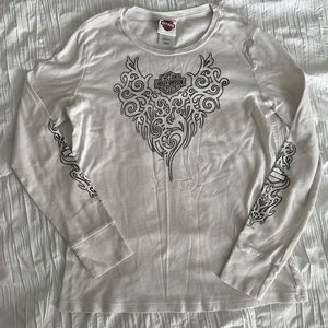 Harley Davidson Y2K 2011 White Long Sleeve Top